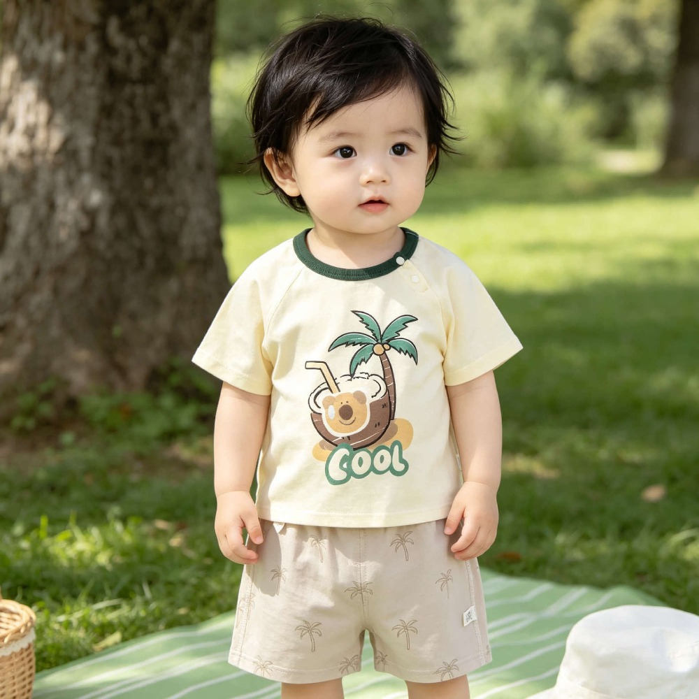 Baby Clothing Made In Usa - 0-3세 아기 여름 반팔 반바지 2피스