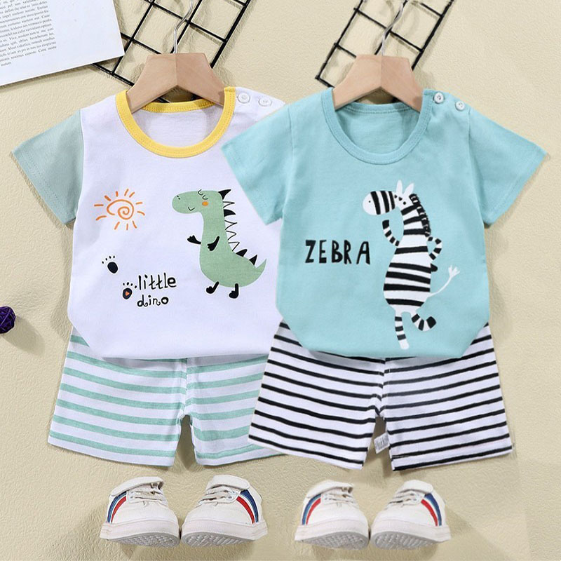 Baby Clothing Essentials - 코튼 티셔츠 + 반바지 2 피스