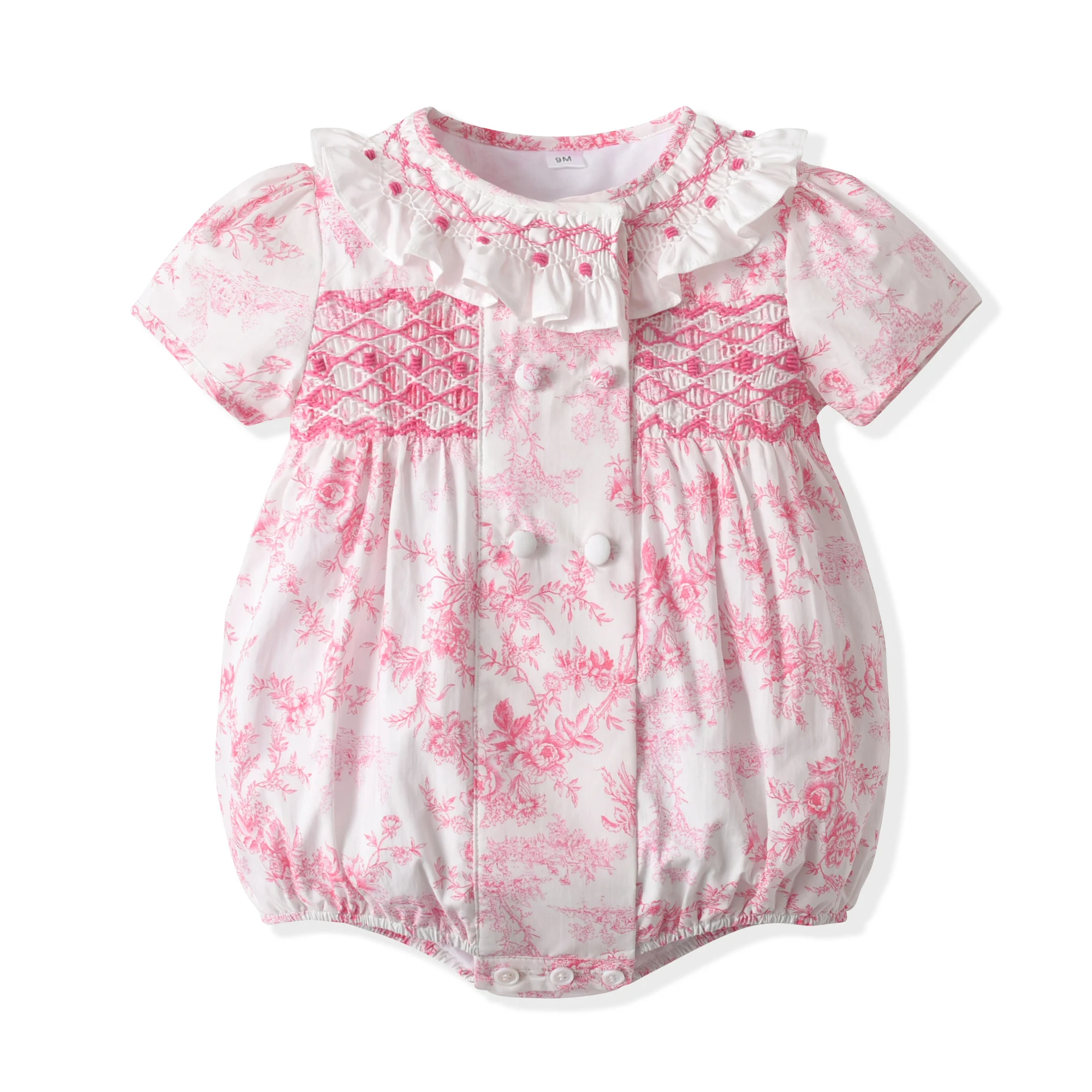 Baby Clothing Made In Usa - 여름 수제 스모크 반팔 러플 아기