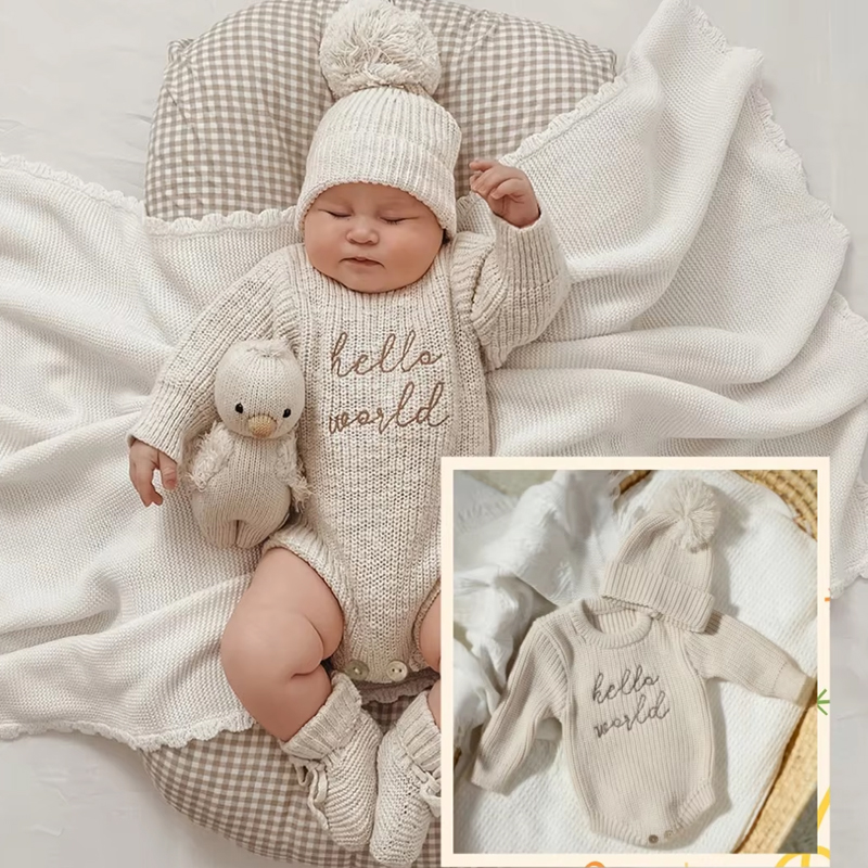 Baby Clothing Boy - Ylsteed Hello World 뜨개질 신생아 사진