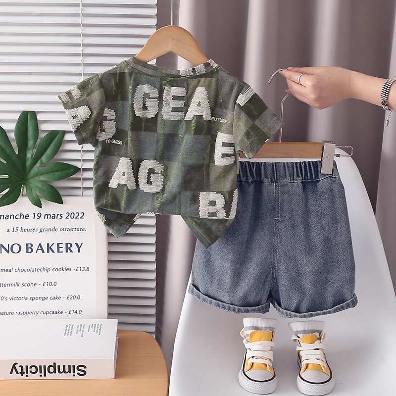 베이비 남아 2피스 의류 세트, 체크무늬 레터 프린트  - Baby Clothing Wash 리뷰 및 가격