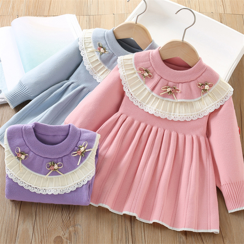 아기 소녀 니트 드레스 어린이 가을 꽃 스웨터 가운 어 - Baby Clothing Jumper 리뷰 및 가격