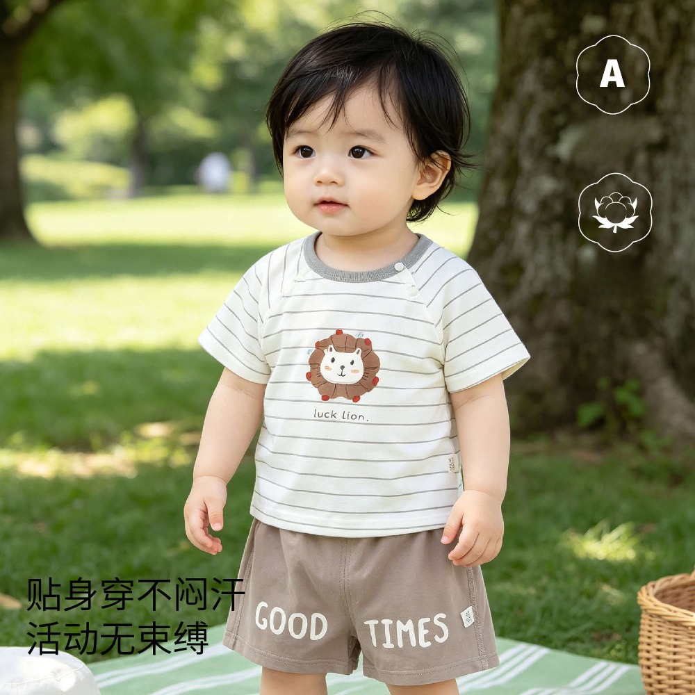 0-3세 아기 여름 반팔 반바지 2피스 세트 순면 만화 - Baby Clothing Made In Usa 리뷰 및 가격