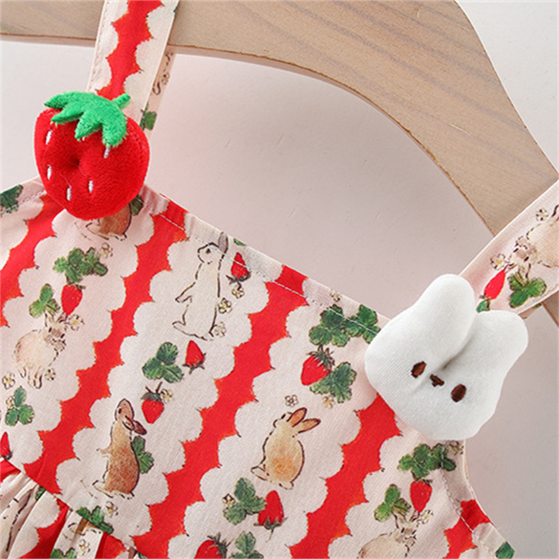 패션 아기 소녀 여름 드레스 귀여운 토끼 딸기 서스펜더 - Baby Clothing H&M 리뷰 및 가격