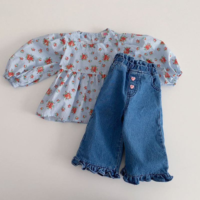 2023 가을 여아 러플 포켓 청바지, 어린이 포켓 캐 - Baby Clothing Wash 리뷰 및 가격