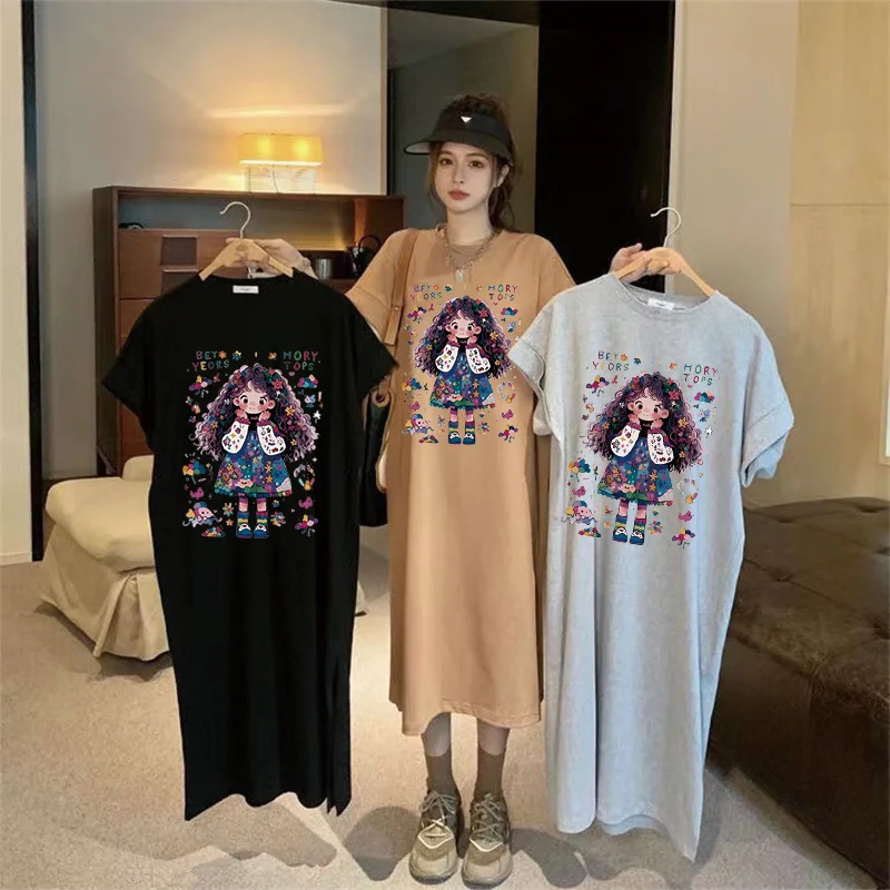 여름 느슨한 트렌드 만화 귀여운 소녀 인쇄 한국 숙녀  - Baby Clothing Sizes 리뷰 및 가격