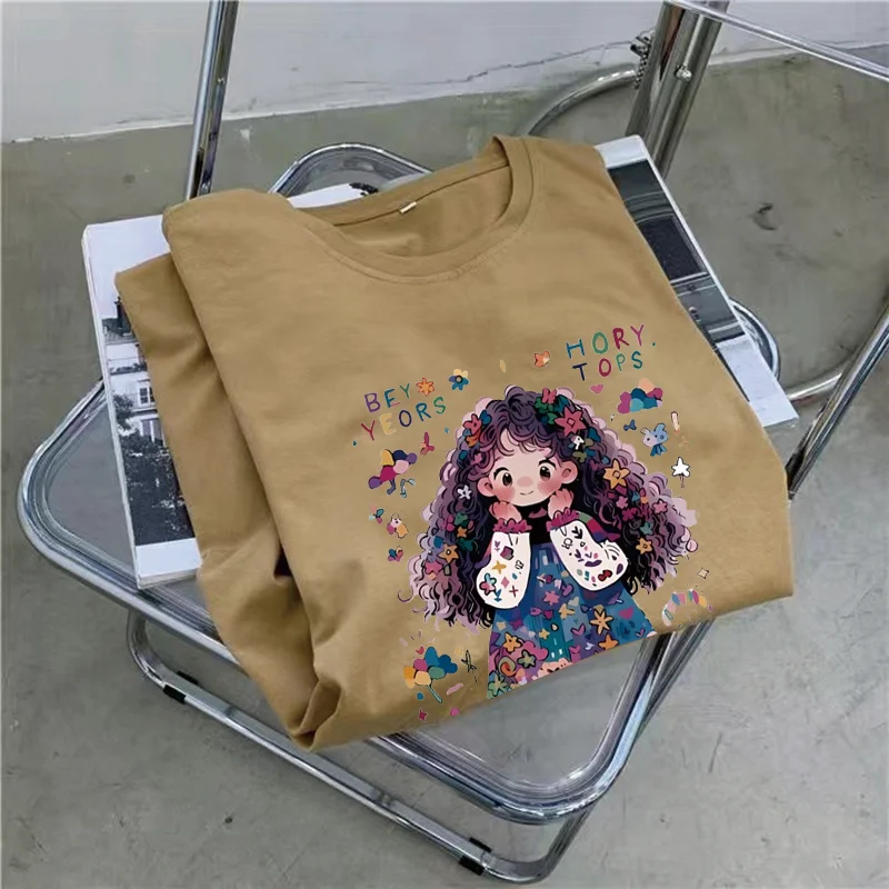 여름 느슨한 트렌드 만화 귀여운 소녀 인쇄 한국 숙녀  - Baby Clothing Sizes 리뷰 및 가격