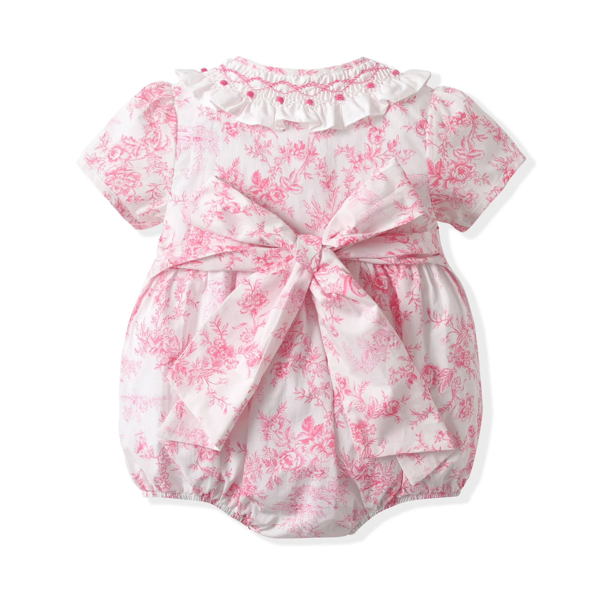 여름 수제 스모크 반팔 러플 아기 여자 롬퍼 유아 여자 - Baby Clothing Made In Usa 리뷰 및 가격