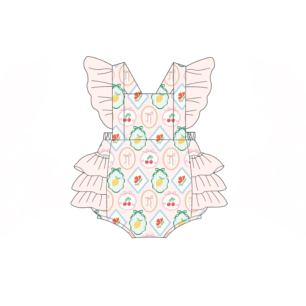 3중 러플과 과일/동물 프린트가 있는 부티크 아동 바디 - Baby Clothing Made In Usa 리뷰 및 가격